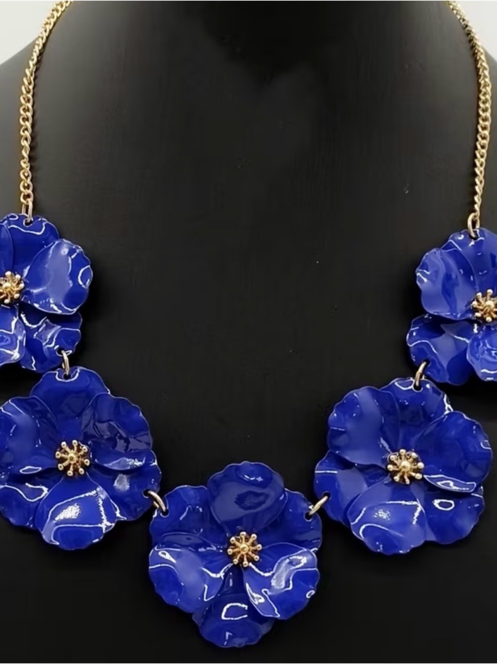 Bold Blue Floral Statement Necklace - Women Jewelry